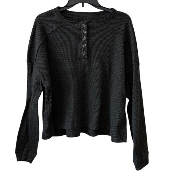 SO Dark Grey Waffle Knit Oversized Henley – Size XL - Picture 1 of 4